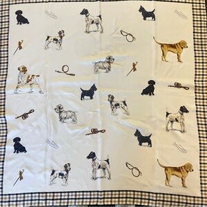 Dog theme, black and brown check 100% Silk Scarf